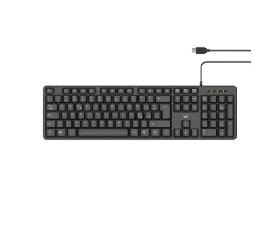 Ewent Teclado con Cable USB - Perfil Delgado - Disposicion Italiana QWERTY IT - Plastico ABS - Cable de 1.35m - Color Negro