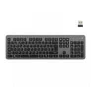 Ewent Teclado Inalambrico - Bateria de Litio Recargable de 300mAh - Disposicion Portuguesa QWERTY PT - Retroiluminacion - Teclas de Bajo Perfil y Silenciosas - Color Negro/Gris
