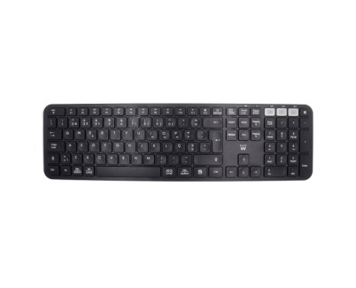 Ewent Teclado Inalambrico - Modo Ahorro de Energia - Disposicion Portuguesa QWERTY PT - Receptor USB-A 2.4Hz - 1x Bateria AAA (Incluida) - Alcance hasta 10m - Color Negro