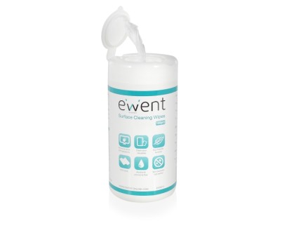 Ewent Toallitas de Limpieza para Pantallas - Antibacteriano - Antiestatica - Sin Alcohol - Color Blanco