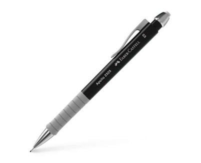 Faber-Castell Apollo Portaminas - Trazo 0.5mm - Agarre Ergonomico - Goma de Borra Integrada - Cuerpo Color Negro