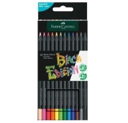 Faber-Castell Black Edition Pack de 12 Lapices de Colores - Mina Supersuave - Madera Negra - Ideales para Dibujo sobre Papel Claro, Oscuro y de Colores - Colores Surtidos