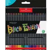 Faber-Castell Black Edition Pack de 24 Lapices de Colores - Mina Supersuave - Madera Negra - Ideales para Dibujo sobre Papel Claro, Oscuro y de Colores - Colores Surtidos