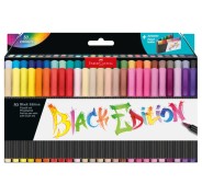 Faber-Castell Black Edition Pack de 50 Rotuladores Punta Pincel - Tinta a Base de Colorantes Alimentarios - Colores Surtidos