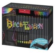 Faber-Castell Black Edition Pack Enrollable de 72 Lapices de Colores - Mina Supersuave - Madera Negra - Ideales para Dibujo sobre Papel Claro, Oscuro y de Colores - Colores Surtidos