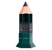 Faber-Castell Castell 1111 Expositor con 120 Lapices de Grafito - Grados de dureza Surtidos - Mina Resistente a la Rotura - Cuerpo con Acabado en Negro