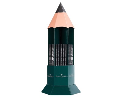 Faber-Castell Castell 1111 Expositor con 120 Lapices de Grafito - Grados de dureza Surtidos - Mina Resistente a la Rotura - Cuerpo con Acabado en Negro