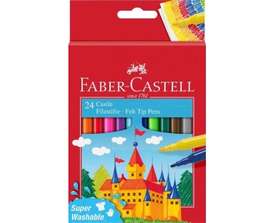 Faber-Castell Castle Pack de 24 Rotuladores - Tinta con Base de Agua Lavable - Colores Surtidos