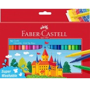 Faber-Castell Castle Pack de 50 Rotuladores - Tinta con Base de Agua Lavable - Colores Surtidos