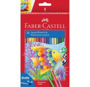 Faber-Castell Classic Colour Acuarelable Pack de 36 Lapices de Colores Hexagonales Acuarelables + Pincel - Resistencia a la Rotura - Colores Surtidos