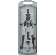 Faber-Castell Compas de Ajuste Rapido 3.5mm - Articulaciones en ambos Brazos - Para Circunferencias de hasta Ø 390mm - Accesorios de Recambio - Adaptador Universal