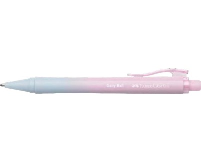 Faber-Castell Daily Ball Flow Edition Blushing Sky Boligrafo Retractil XB - Atractivo Dise&ntilde;o - Tinta Azul Indeleble - Color Rosa/Azul Degradado