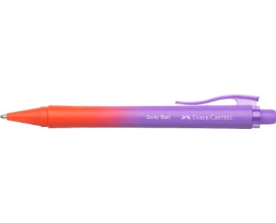 Faber-Castell Daily Ball Flow Edition Punchy Melon Boligrafo Retractil XB - Atractivo Dise&ntilde;o - Tinta Azul Indeleble - Color Lila/Rojo Degradado