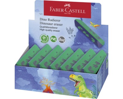 Faber-Castell Dinosaurio Goma de Borrar sin PVC - Forma Triangular Ergonomica - Sin Residuos - Borrado Limpio y Facil