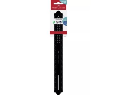Faber-Castell Dots Regla Recta 30cm - Panel para Nombre - Escalas para Zurdos y Diestros - Color Negro