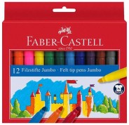 Faber-Castell Jumbo Pack de 12 Rotuladores Punta Gruesa - Tinta con Base de Agua Lavable - Colores Surtidos