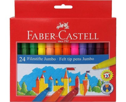 Faber-Castell Jumbo Pack de 24 Rotuladores Punta Gruesa - Tinta con Base de Agua Lavable - Colores Surtidos