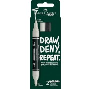 Faber-Castell Multimark Acrylic Pack con 2 Rotuladores Acrilicos Doble Punta - Puntas Redondas de 1mm y 3mm - Tinta Acrilica a Base de Agua - Colores Blanco y Negro
