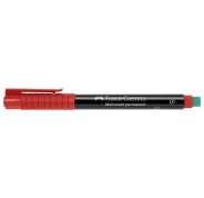 Faber-Castell Multimark Rotulador Permanente - Ancho de Trazo 0.4mm - Goma de Borrar Integrada - Resistente a la Luz y al Agua - Color Rojo