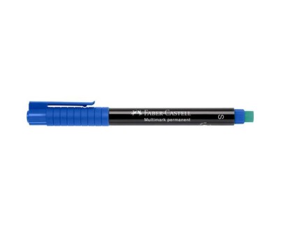 Faber-Castell Multimark Rotulador Permanente - Ancho de Trazo 1mm - Goma de Borrar Integrada - Resistente a la Luz y al Agua - Color Azul