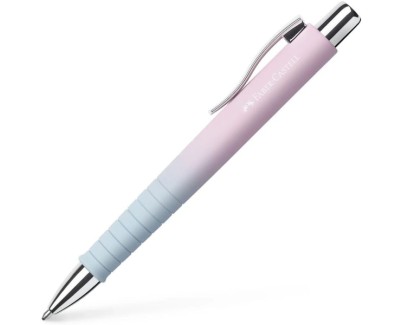 Faber-Castell Poly Ball Flow Edition Blushing Sky Boligrafo Retractil XB - Forma Triangular Ergonomica - Suave al Tacto - Color Rosa/Azul Degradado