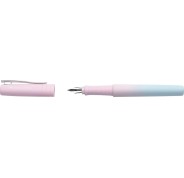 Faber-Castell Poly Ball Flow Edition Blushing Sky Pluma Estilografica - Ancho del Plumin Medio - Suave al Tacto - Color Rosa/Azul Degradado