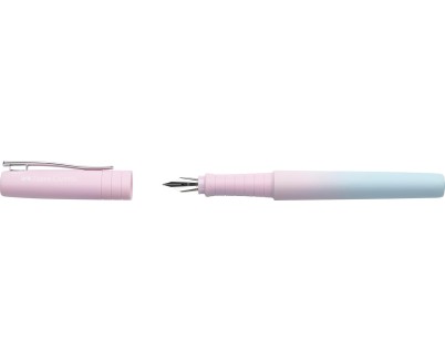 Faber-Castell Poly Ball Flow Edition Blushing Sky Pluma Estilografica - Ancho del Plumin Medio - Suave al Tacto - Color Rosa/Azul Degradado