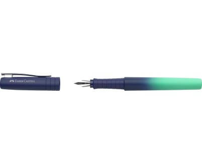Faber-Castell Poly Ball Flow Edition Buzzing Blue Pluma Estilografica - Ancho del Plumin Medio - Suave al Tacto - Color Azul/Turquesa Degradado