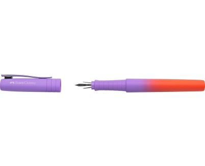 Faber-Castell Poly Ball Flow Edition Punchy Melon Pluma Estilografica - Ancho del Plumin Medio - Suave al Tacto - Color Lila/Rojo Degradado