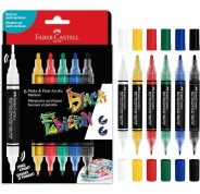 Faber-Castell Shake & Paint Black Edition Pack de 6 Rotuladores Acrilicos Doble Punta - Puntas Redondas de 1mm y 3mm - Tinta Acrilica al Agua - Color Clasicos Surtidos