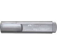 Faber-Castell Textliner 46 Metallic Marcador Fluorescente - Punta Biselada - Trazo entre 1mm y 5mm - Tinta con Base de Agua - Color Plata