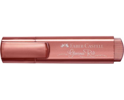 Faber-Castell Textliner 46 Metallic Marcador Fluorescente - Punta Biselada - Trazo entre 1mm y 5mm - Tinta con Base de Agua - Color Rojo Metalico