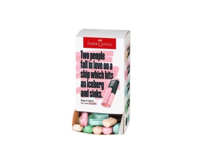 Faber-Castell TXTLNR Expositor con 60 Marcadores Fluorescentes - Punta Biselada - Trazo entre 1, 2 y 5 mm - Tinta con Base de Agua - Colores Pastel Surtidos