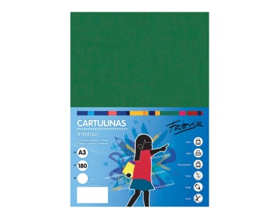 Fabrisa Pack de 25 Cartulinas 180 g/m&sup2; - Tama&ntilde;o A3 - Color Verde Oscuro
