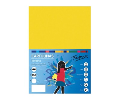 Fabrisa Pack de 50 Cartulinas 180 g/m&sup2; - Tama&ntilde;o A4 - Color Amarillo Fuerte
