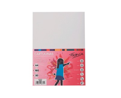 Fabrisa Pack de 50 Cartulinas 180 g/m&sup2; - Tama&ntilde;o A4 - Color Blanco