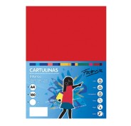 Fabrisa Pack de 50 Cartulinas 180 g/m² - Tamaño A4 - Color Rojo