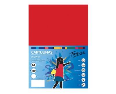 Fabrisa Pack de 50 Cartulinas 180 g/m&sup2; - Tama&ntilde;o A4 - Color Rojo