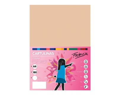 Fabrisa Pack de 50 Cartulinas 180 g/m&sup2; - Tama&ntilde;o A4 - Color Vainilla