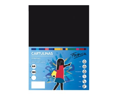 Fabrisa Pack de 50 Cartulinas 180 g/m&sup2; - Tama&ntilde;o A4 - Color Negro