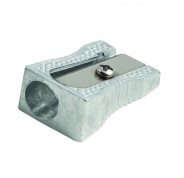 Faibo Afilalapiz Metalico para Lapices de hasta 8mm - Forma de Cuña - Color Aluminio