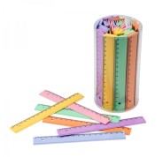 Faibo Bote de 100 Reglas de PVC de 16cm - Colores Pastel Surtidos