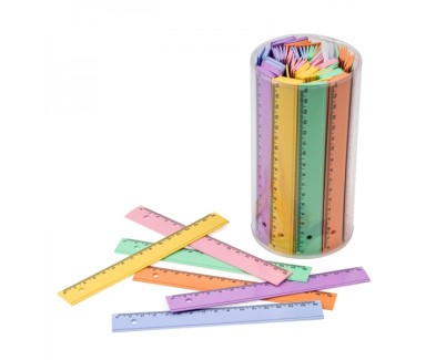 Faibo Bote de 100 Reglas de PVC de 16cm - Colores Pastel Surtidos