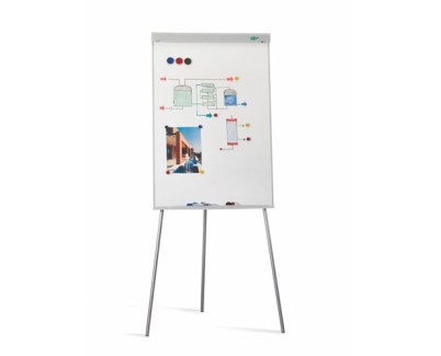 Faibo Pizarra/Caballete Metalico 700x1020mm - Superficie Magnetica - Bandeja para Rotuladores - Color Blanco