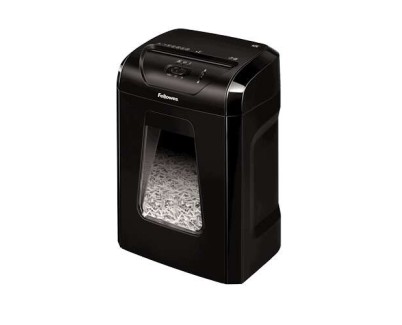 Fellowes 12C Destructora de Papel Manual Corte en Particulas P-4 - Destruye hasta 12 Hojas - Capacidad de la Papelera 19L - Destruye Grapas y Tarjetas - Color Negro