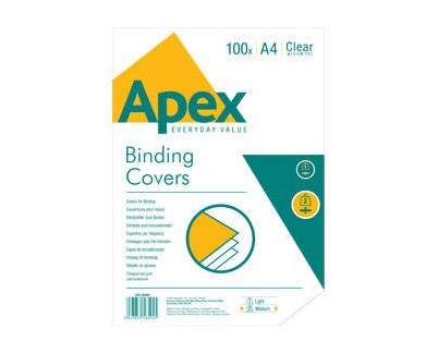 Fellowes Apex Pack de 100 Portadas para Encuadernar de PVC A4 - 180 Micras - Muy Resistentes - Transparentes