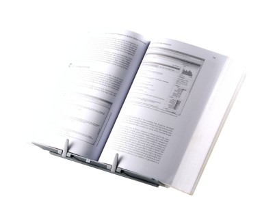 Fellowes Atril para Libros Ajustable con Clips - 9 Ajustes de Altura - Base Antideslizante y Plegable - Capacidad para 400 Hojas A4 - Color Plata