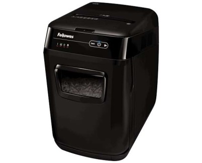 Fellowes AutoMax 150C Destructora de Papel Automatica Corte en Particulas P-4 - Autoalimentacion 150 Hojas, Manual 8 Hojas - Papelera de 32L - Color Negro/Gris