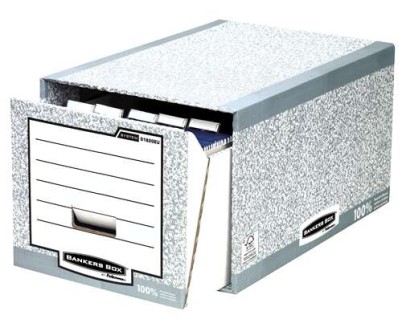 Fellowes Bankers Box Cajon Archivador - Montaje Manual - Carton Reciclado Certificacion FSC - Color Gris