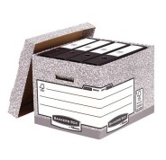 Fellowes Bankers Box Contenedor de Archivos - Montaje Automatico Fastfold - Carton Reciclado Certificacion FSC - Color Gris